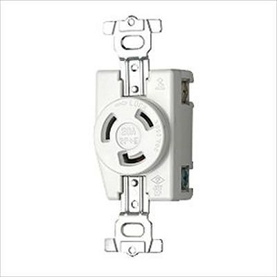(N)明工社 【生産完了】【受注生産品】接地2P 20A 引掛埋込コンセント 20A 250V 白 L6-20R準拠 MH2877W