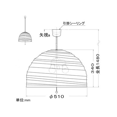 コイズミ照明 LED和風ペンダントライト 白熱球40W×3灯相当 電球色 口金E26 スイッチ・引掛シーリング付  AP38566L 画像2