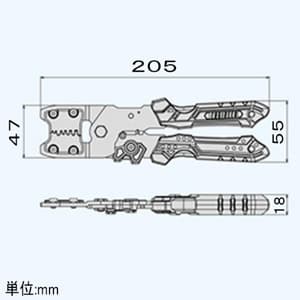 エンジニア 精密圧着ペンチ ダイス交換式 Sサイズ 全長205mm バネ・六角レンチ(対辺2.5mm)付  PAD-11 画像3