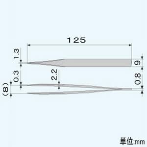 エンジニア 鉄腕ピンセット 先平タイプ 先端1.3mm 全長125mm  PT-17 画像2