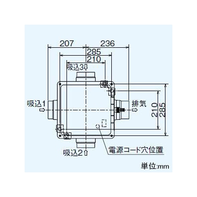 三菱 ダクト用換気扇 中間取付形ダクトファン 排気専用 定風量タイプ 24時間換気機能付 サニタリー用 2～3部屋換気用 DCブラシレスモーター搭載 接続パイプφ100mm 羽根径140mm  V-15ZMVC3 画像3