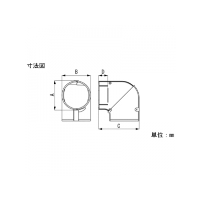 因幡電工 配管化粧カバー(ビル設備用) 《スリムダクトPD》 PDコーナー90° 曲がり(エルボ)  PDE-90-I 画像2