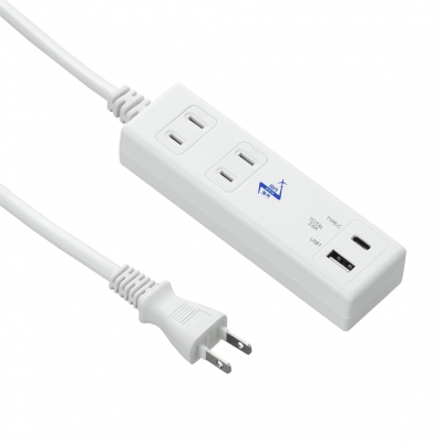 YAZAWA(ヤザワ) 【在庫限り】国内海外兼用タップ 2個口+USB1ポート +TypeC 1ポート  3.9A 1m  VFC39A2AC1C 画像2
