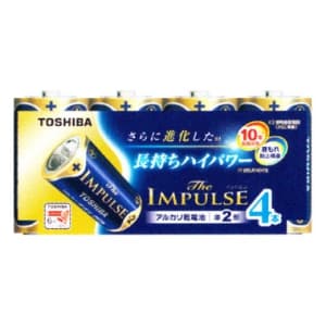 東芝 アルカリ乾電池 単2形×4本入 まとめパック 《The IMPULSE》