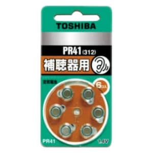 東芝 補聴器用空気電池 公称電圧:1.4V サイズ:径7.9×総高3.6mm 6個入 PR41V6P 画像1