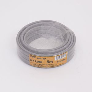 愛知電線 VVF ケーブル3心 2.0mm 5m 灰色 VVF3×2.0M05 画像1
