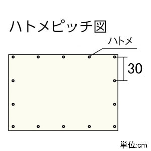ユタカメイク 白防炎シ-ト 普及型 大畳みタイプ 薄手タイプ 幅1.8×長さ5.1m ハトメ46個付 B-242 画像2
