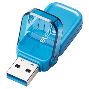 ELECOM フリップキャップ式USBメモリー USB3.1Gen1対応 128GB ブルー MF-FCU3128GBU 画像1
