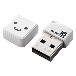 ELECOM キャップ式小型USBメモリ USB2.0対応 16GB ホワイトフェイス MF-SU2B16GWHF 画像1