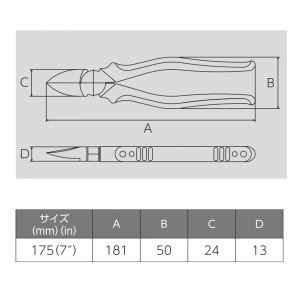 フジ矢 電工強力ニッパ薄刃(エラストマーカバー付) 380HGS-175 画像2