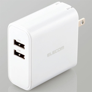 ELECOM AC充電器 高出力タイプ 合計最大出力4.8A USB-A×2ポート ホワイト MPA-ACU05WH 画像1