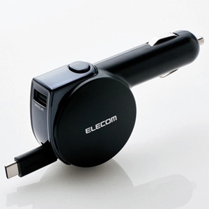 ELECOM(エレコム) 車載充電器 Type-Cケーブル一体型 巻取り式 合計最大出力5.4A USB-A×1ポート ケーブル長90cm MPA-CCC05BK