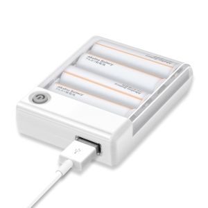 PGA USBポート搭載 乾電池式充電器 1A出力 ホワイト PG-JUK1U4WH 画像5