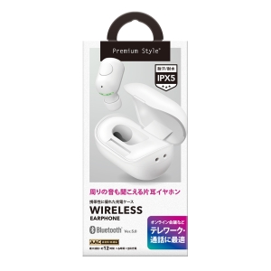 PGA BluetoothR 5.0搭載 片耳ワイヤレスイヤホン 充電ケース付 ホワイト PG-BTE13BC2WH 画像2