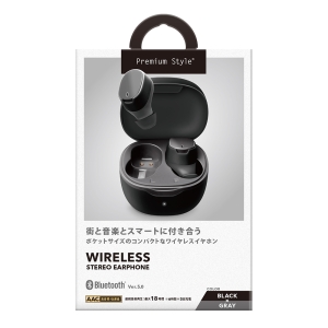 PGA BluetoothR 5.0搭載 トゥルーワイヤレスステレオイヤホン (ポケットサイズ) ブラック×グレー PG-BTE14TW1BK 画像2