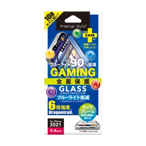 PGA iPhone 13 mini用 液晶全面保護ガラス ゲーム専用/ブルーライト低減/アンチグレア PG-21JGL04FBL 画像2