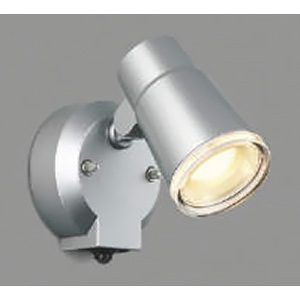 コイズミ照明 LEDスポットライト 防雨型 白熱球60W相当 散光配光 非調光 電球色 タイマー付人感センサ付 ランプ付 シルバーメタリック AU52701 画像1