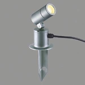 コイズミ照明 LEDスポットライト 防雨型 スパイク式 白熱球60W相当 散光配光 非調光 電球色 キャブタイヤケーブル5.0m・ランプ付 サテンシルバー AU54118 画像1