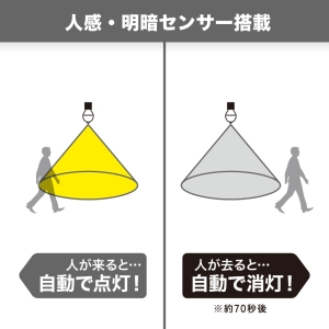 YAZAWA(ヤザワ) LED電球 A形 60W相当 電球色 センサー付き LDA8LGP2 画像3
