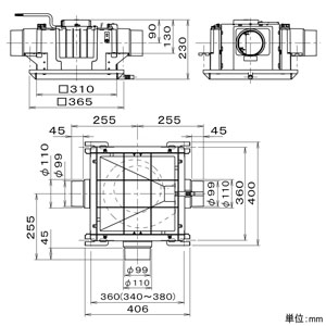 パナソニック 小口径セントラル換気システム 天井埋込形 標準タイプ 適用パイプφ100mm FY-15KC6A 画像2