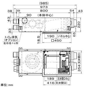 パナソニック 熱交換気ユニット カセット形 パイプ径φ100・φ50mm FY-12VB1A 画像4