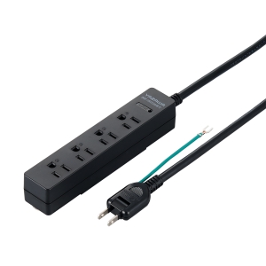 YAZAWA(ヤザワ)3Pマグネットフック付タップ4個口5m黒H5HJKP405BK