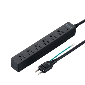 YAZAWA(ヤザワ)3Pマグネットフック付タップ6個口2m黒H5HJKP602BK