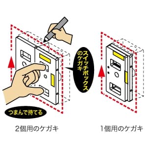 ジェフコム スイッチボックスケガキレベル 1個・2個兼用 ML-2MSH-W 画像2
